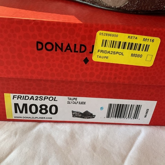 Gently Loved Wedge Taupe Frida Slide By Donald J Pliner - Picture 8 of 9